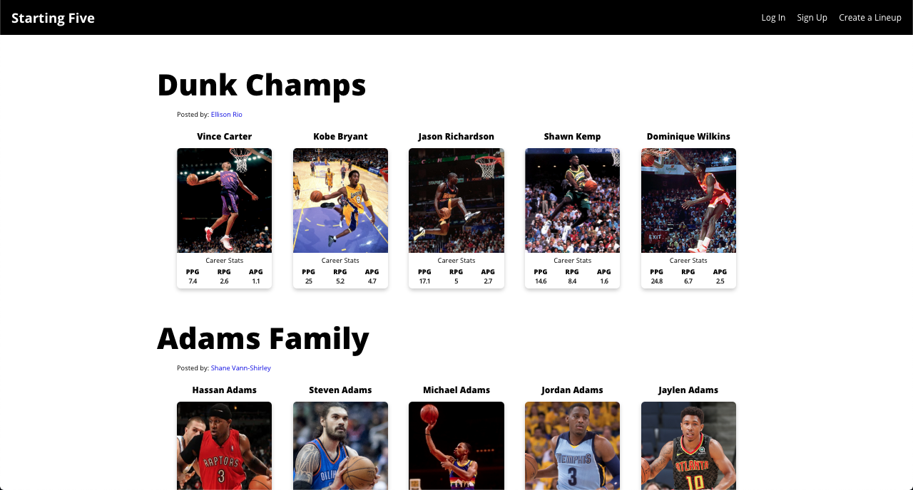 nba starting five screenshot